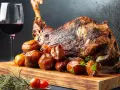 Gigot d'agneau rôti, pommes de terre grenaille et un verre de vin rouge. La question est : que boire avec un gigot d'agneau ?