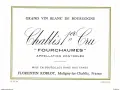 Étiquette de vin blanc de Bourgogne, Chablis 1er Cru "Fourchaumes", millésime de Bertrand de Villaine.