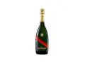 Bouteille de champagne G.H. Mumm, reconnaissable à son ruban rouge iconique. Un avis sur ce champagne mumm est souvent positif.