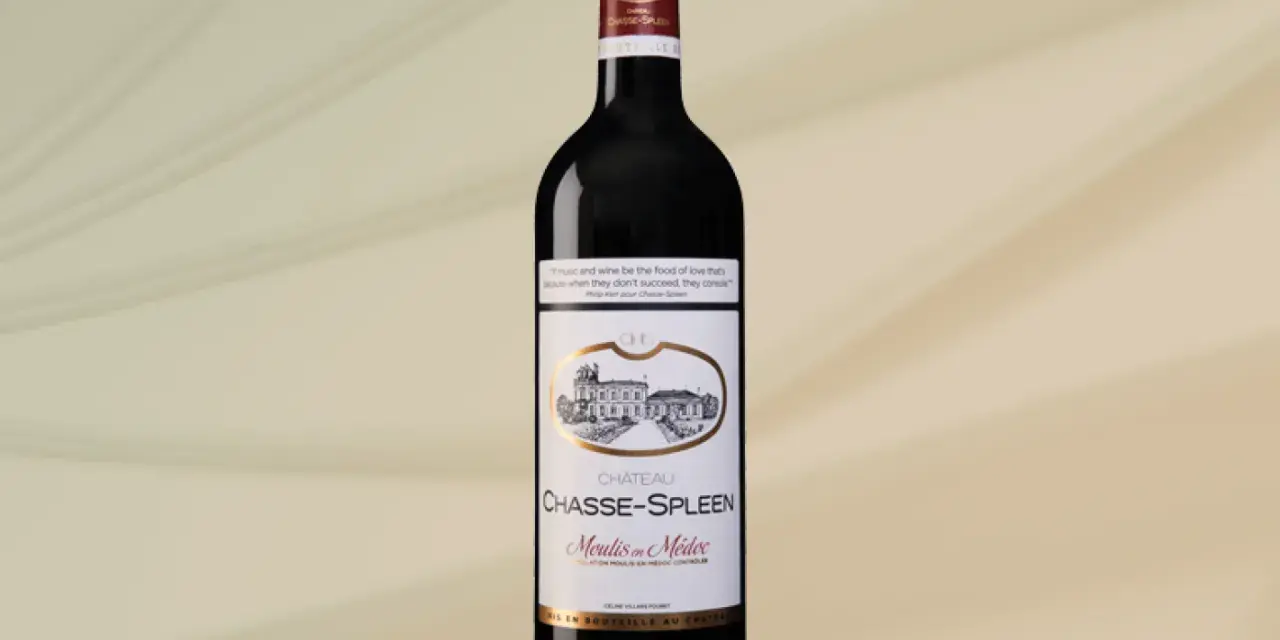 Bouteille de vin rouge Château Chasse-Spleen, évoquant les meilleures années de dégustation.