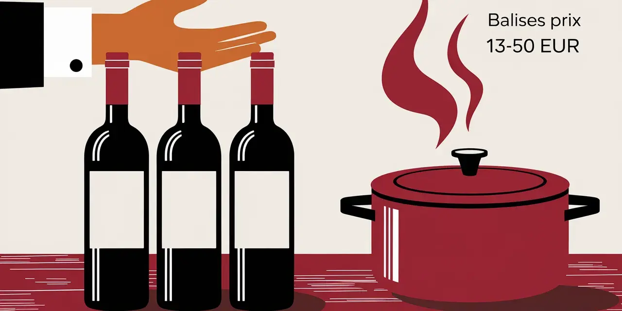 Trois bouteilles de vin rouge, idéales pour une daube savoureuse. Prix : 13-50 EUR.