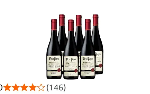 Six bouteilles de vin rouge Vieux Papes Merlot Syrah, avec une note de 4/5. Un avis sur ce vin vieux pape est très positif.