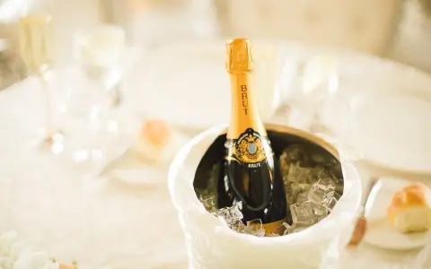 Bouteille de champagne Cattier Brut dans un seau à glace, prête pour une dégustation. Avis positif garanti !