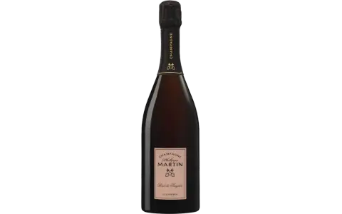 Bouteille de Champagne Philippe Martin Rosé de Saignée. Ce type de vin rosé est obtenu par macération, une méthode qui lui confère sa couleur et ses arômes.