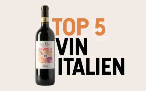 Bouteille de vin rouge Sant'Ellero Chianti, texte "TOP 5 VIN ITALIEN" suggérant le meilleur vin italien.