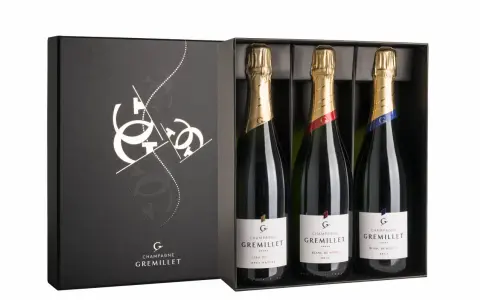 Coffret de trois champagnes Gremillet. Un avis sur ce champagne Gremillet ? Ce coffret présente trois cuvées : Zéro Dosage, Blanc de Noirs et Blanc de Blancs.